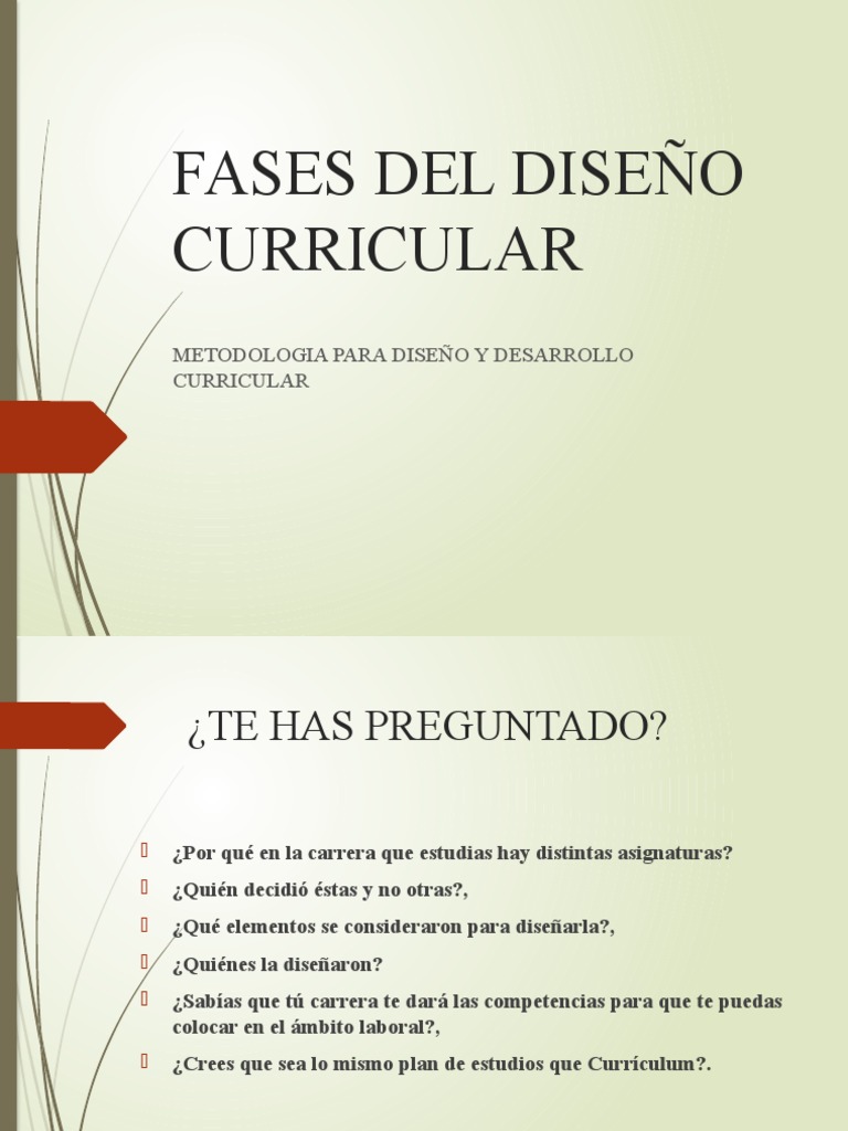 Fases Del Diseño Curricular | PDF | Plan de estudios | Evaluación