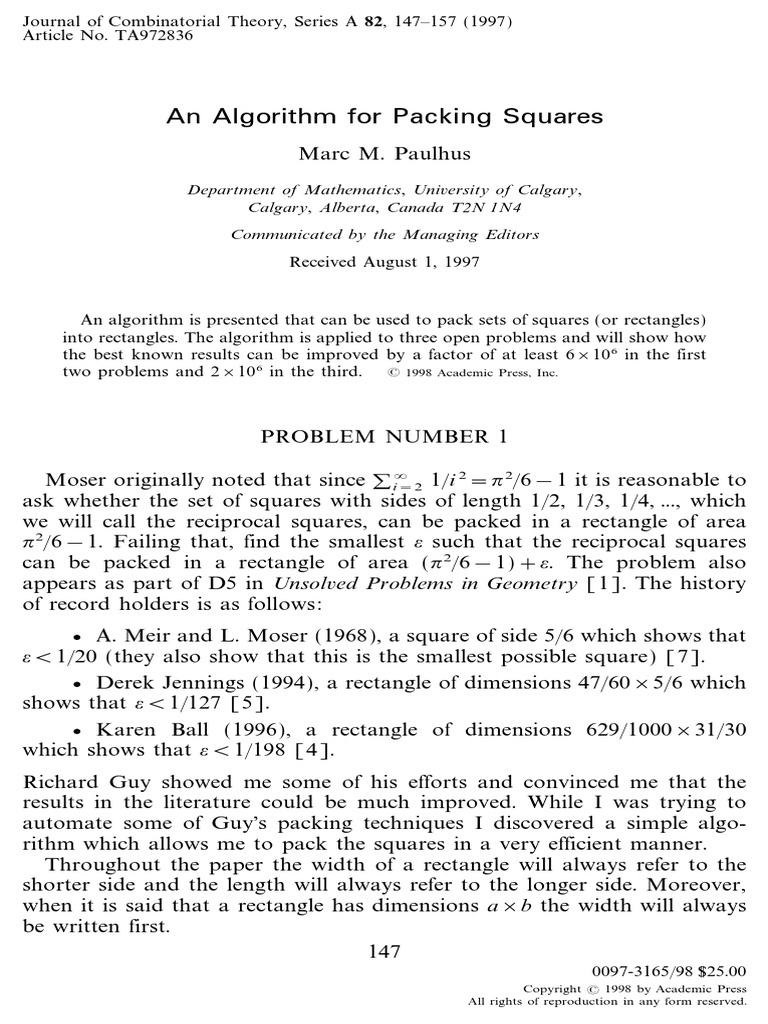 An Algorithm For Packing Squares PDF Theoretical Computer Science
