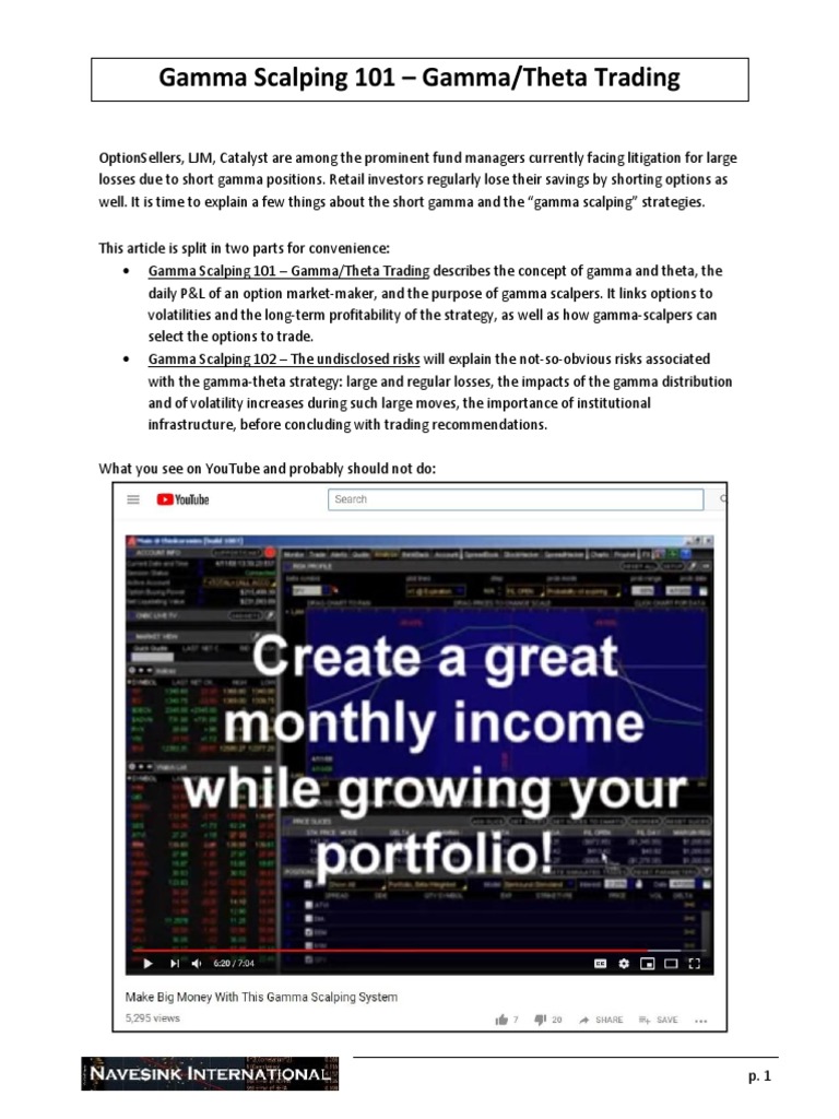 Gamma Scalping 101 Gamma Theta Trading | PDF | Greeks (Finance) | Option  (Finance)