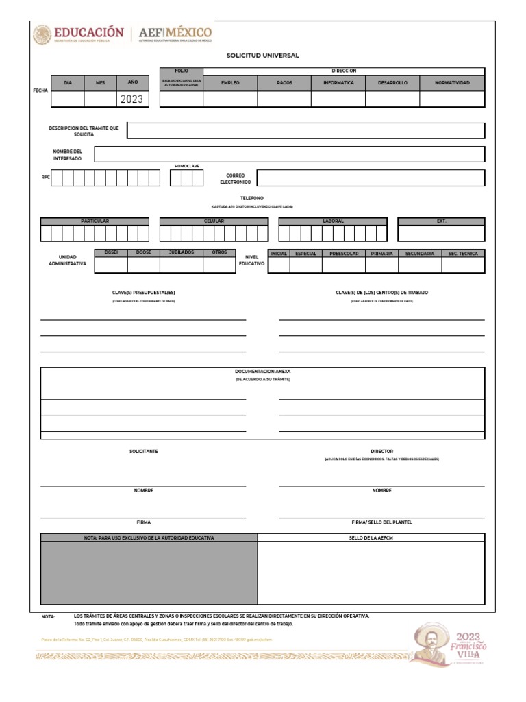 Solicitud Universal 2023 PDF