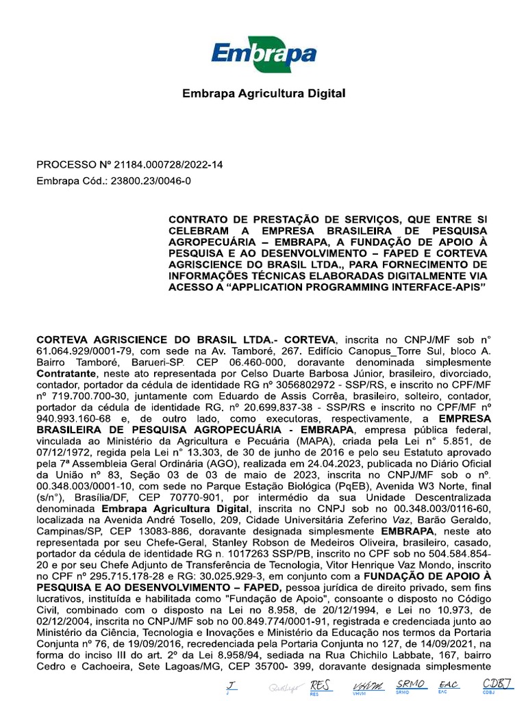 Contrato Embrapa - Corteva - API Agritec (SAIC 23800230046-0) - Signed ...