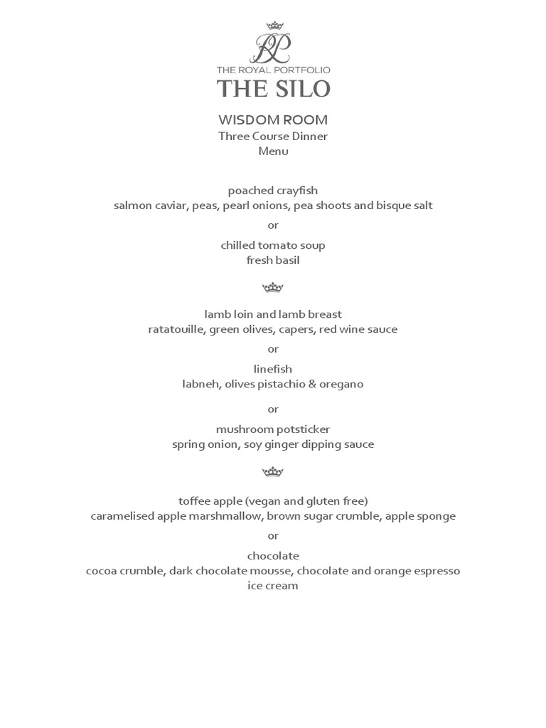 3 Course Dinner Menu | PDF