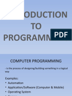 Introduction To Programming