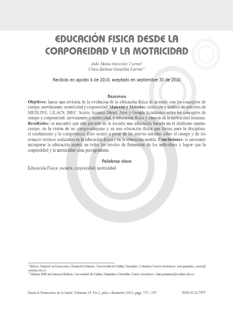 Educación Fisica Desde La Corporeidad Y La Motricidad Pdf Pdf