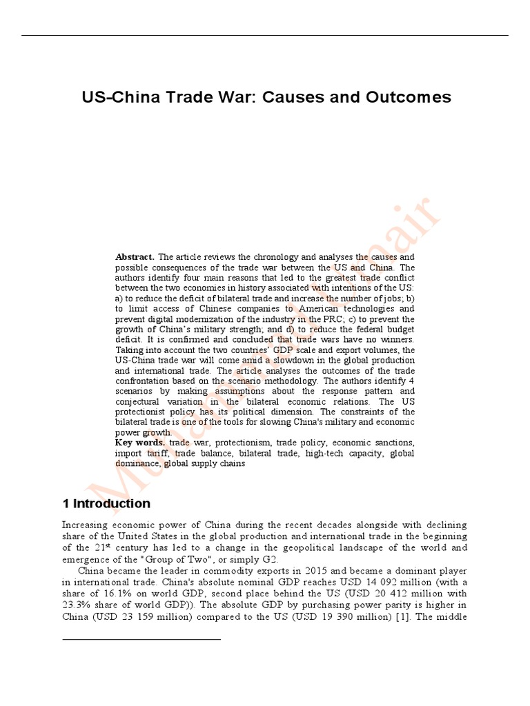 US-China Trade War Causes and Outcomes | PDF | World Politics | China