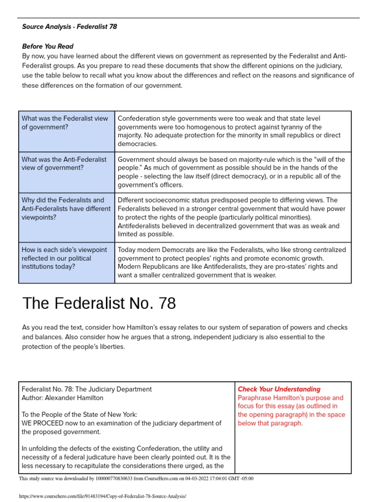 Alexander hamilton federalist 78 hotsell