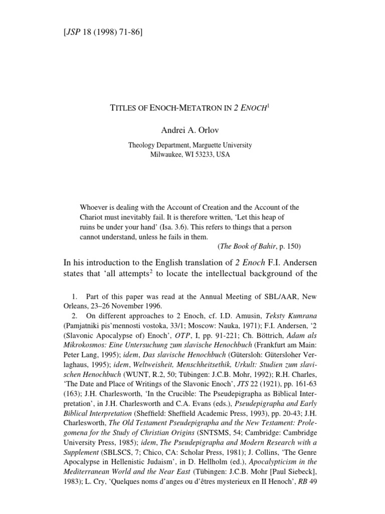 Titles of Enoch Metatron in 2 Enoch Download Free PDF Book Of Enoch Religious Belief And