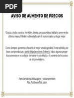 Aviso de Aumento de Precios a Clientes | PDF
