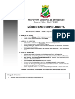 Rbo 2021 Prefeitura de Brusque SC Medico Endrocinologista Prova