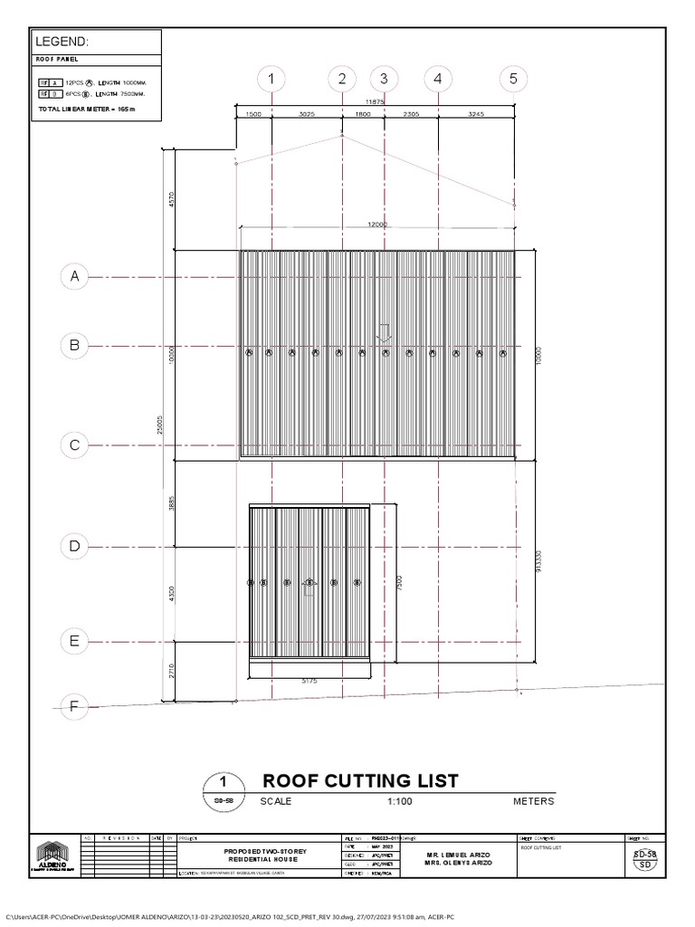 Roof cutting list pdf
