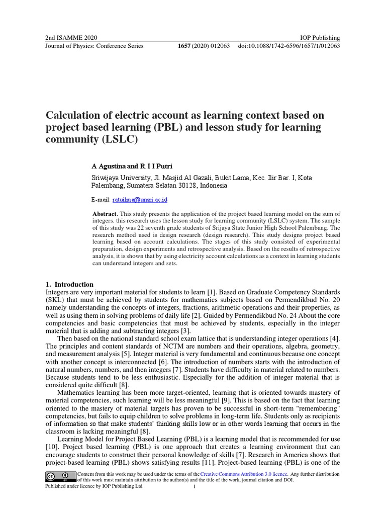 Calculation of electric account as learning context based on pdf