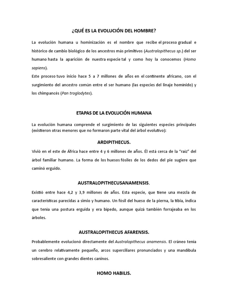 Evolucion Del Hombre | PDF | Evolución humana | Homo