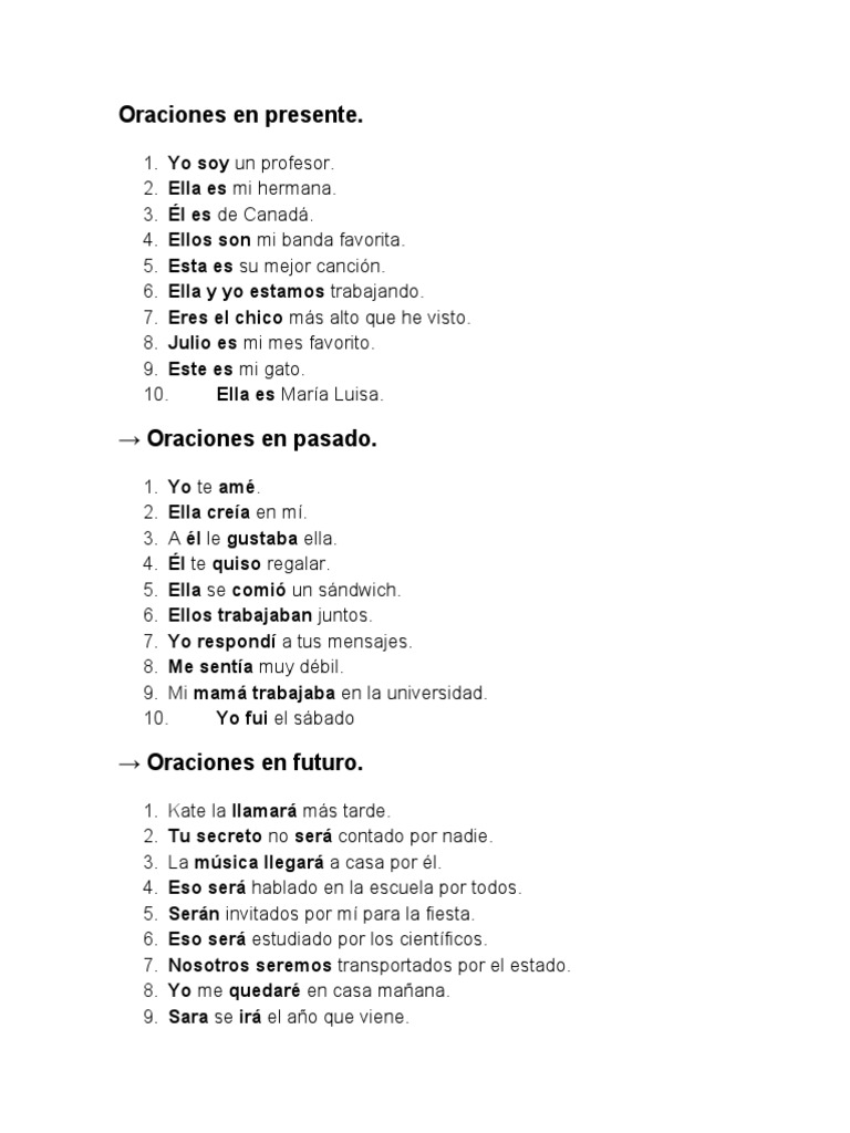 Oraciones en Presente | PDF