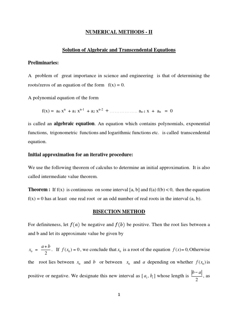 Numerical methods ii pdf equations zero of a function