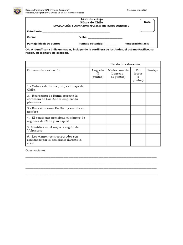 Evaluaci n formativa n 2 35 historia unidad 3 primero b sico pdf