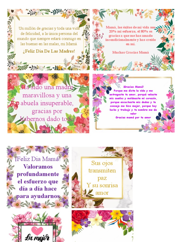 Tarjetas y mensajes para el Día de la Madre PDF Cocina, comidas y vino