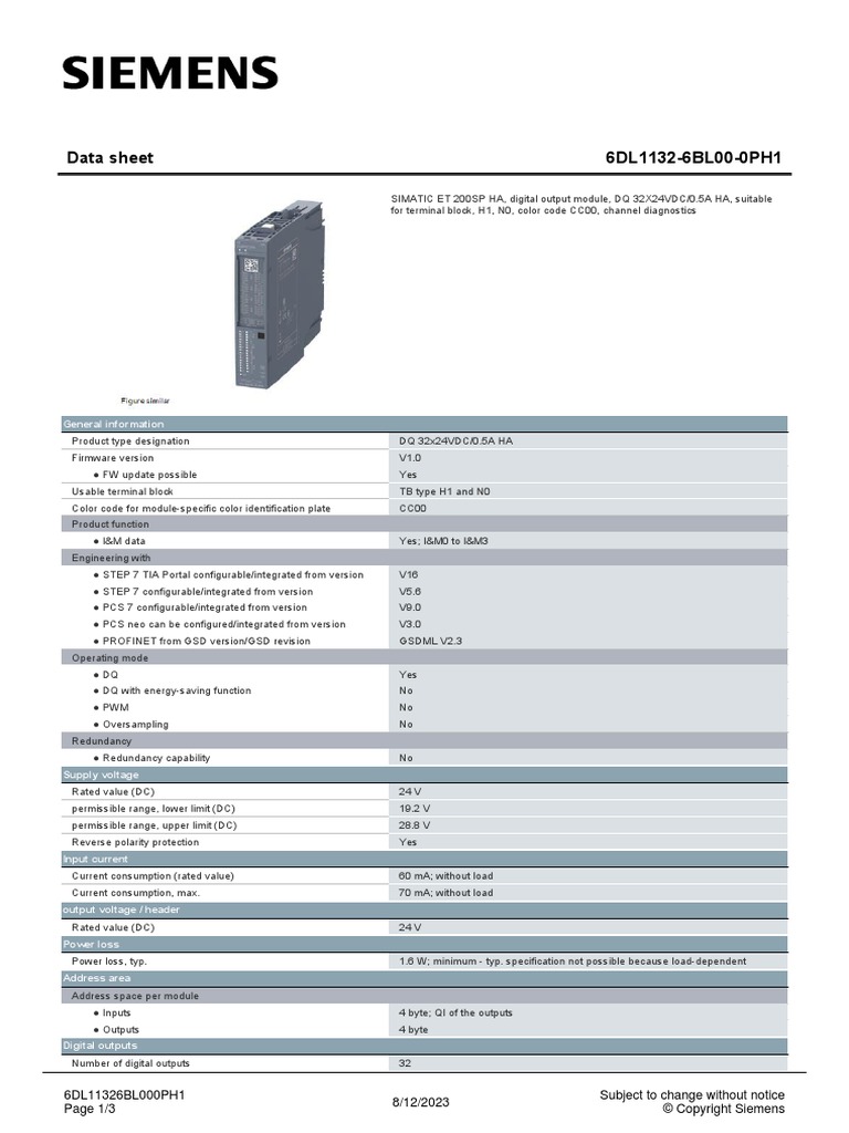 6DL11326BL000PH1 Datasheet en | PDF | Power Supply | Electrical Engineering