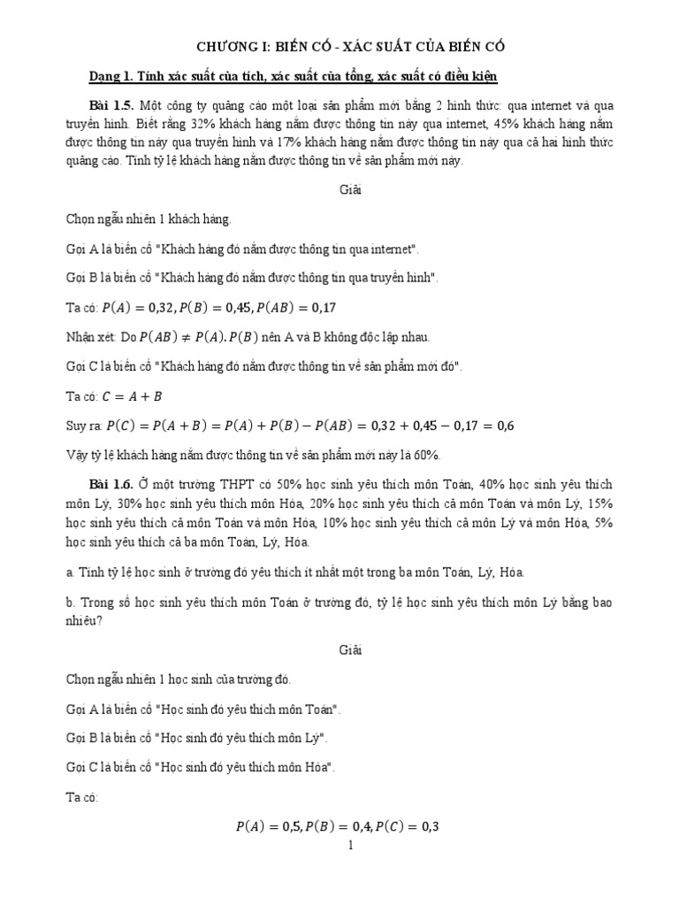 CH A BT Chương I | PDF