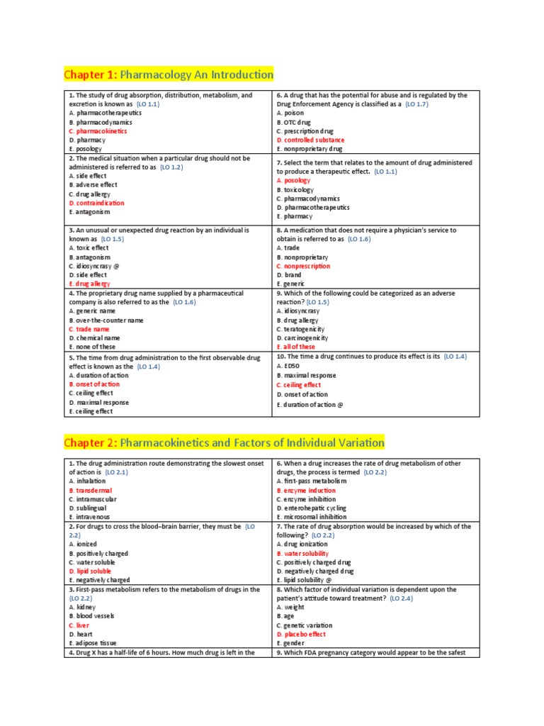 Chapter Review | PDF | Norepinephrine | Acetylcholine