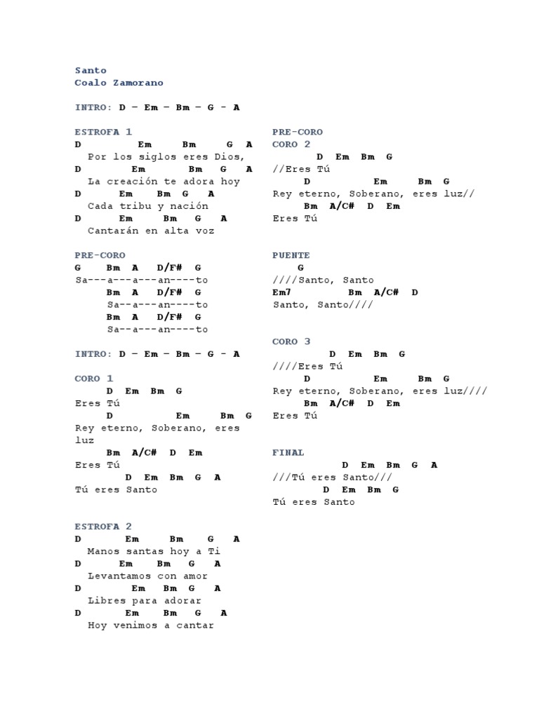 Letra e Acordes de Santo Coalo Zamorano | PDF