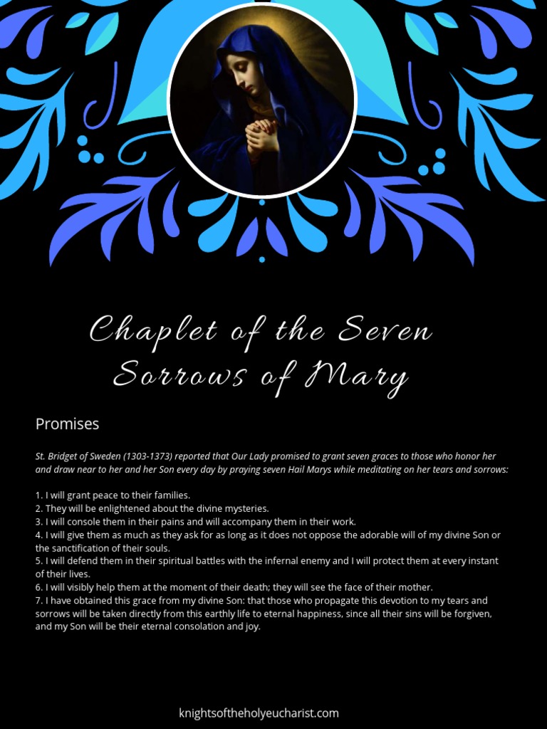 Seven Sorrows Chaplet Promises | PDF | Mary, Mother Of Jesus | Jesus
