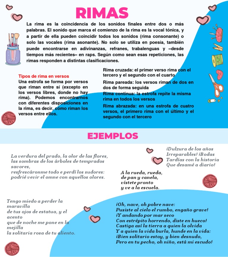 Tipos y ejemplos de rima en versos | PDF | Rima | Formas narrativas