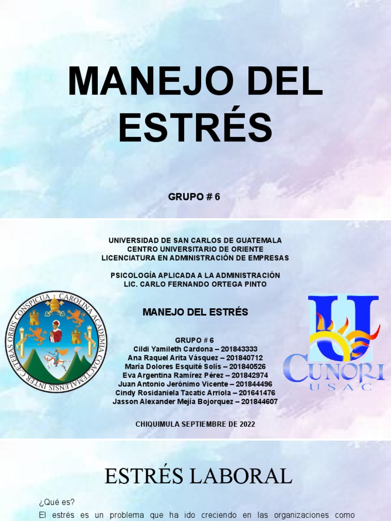Presentación Manejo Del Estrés | PDF | Estrés (biología) | Ciencias del ...
