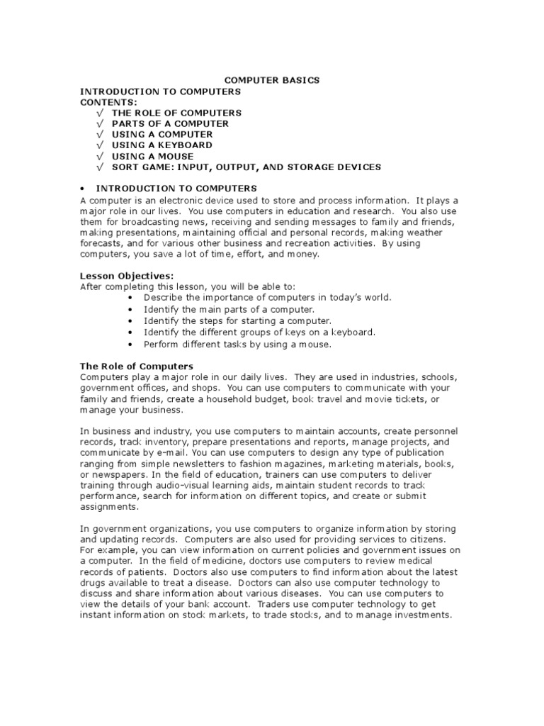Computer Basics | PDF | Computer Network | Computer Data Storage