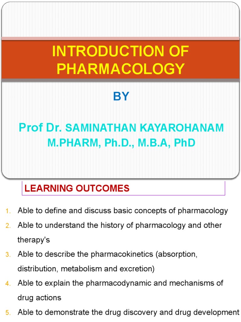 Introduction of Pharmacology PDF Pharmacology