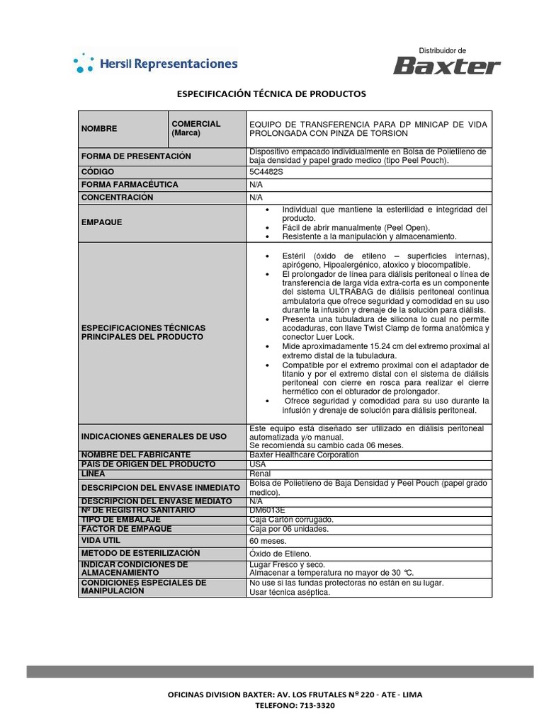Especificaciones Minicap Baxter DP | PDF
