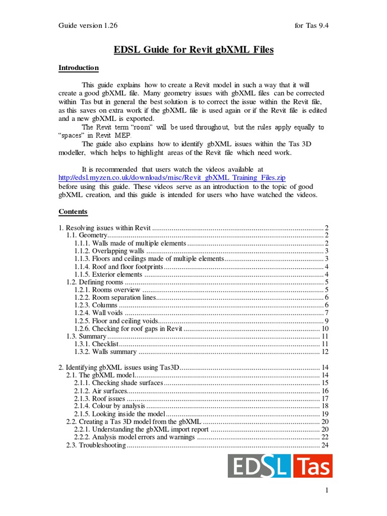 EDSL Guide for Revit gbXML Creation | PDF | Autodesk Revit | Wall