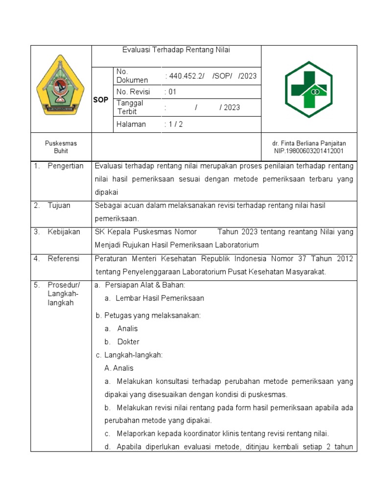 Evaluasi Rentang Nilai Hasil Lab 2023 | PDF | Sains & Matematika