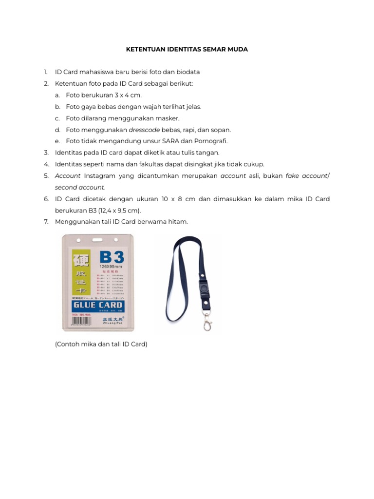 Ketentuan ID Card Semar Muda | PDF