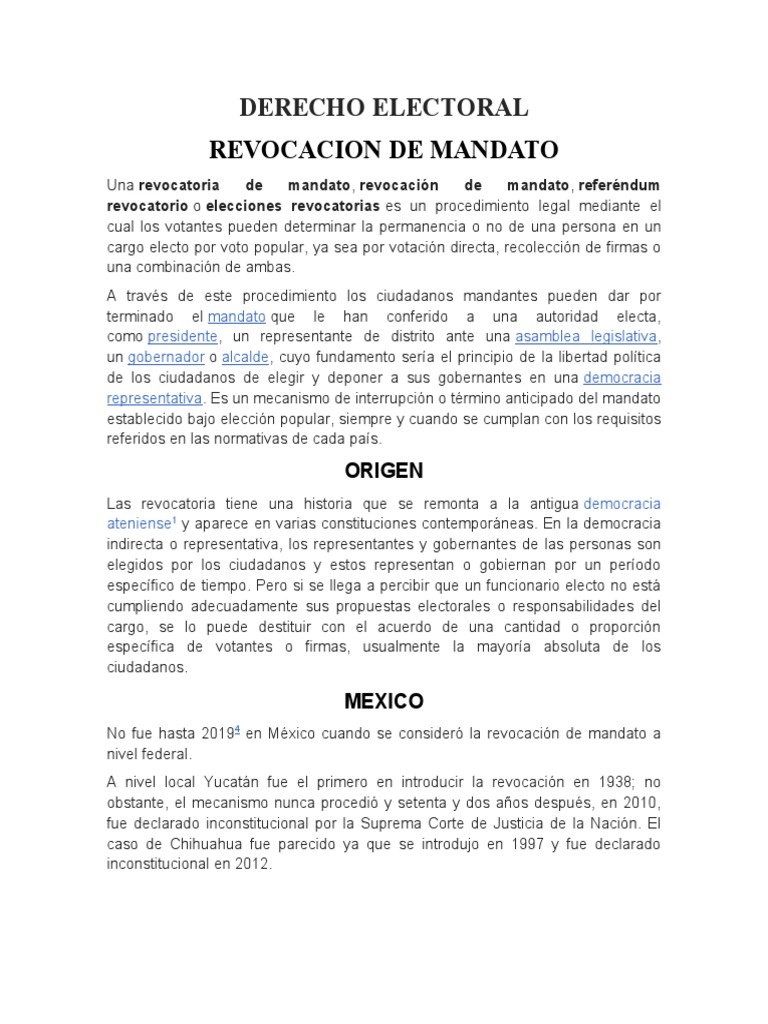 Revocación de Mandato: Guía Legal | PDF | Gobierno | Responsabilidad