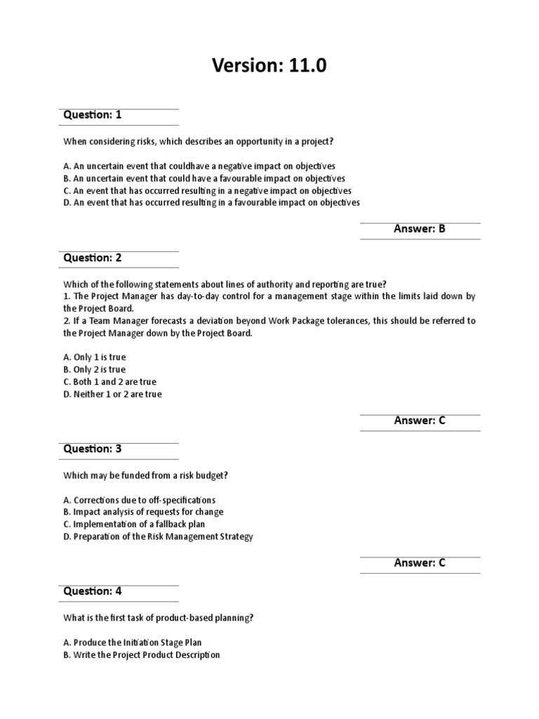 PRINCE2Foundationquestions PDF Risk Risk Management