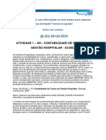 Atividade - GH - Contabilidade de Custos em Gestão Hospitalar - 53/2023