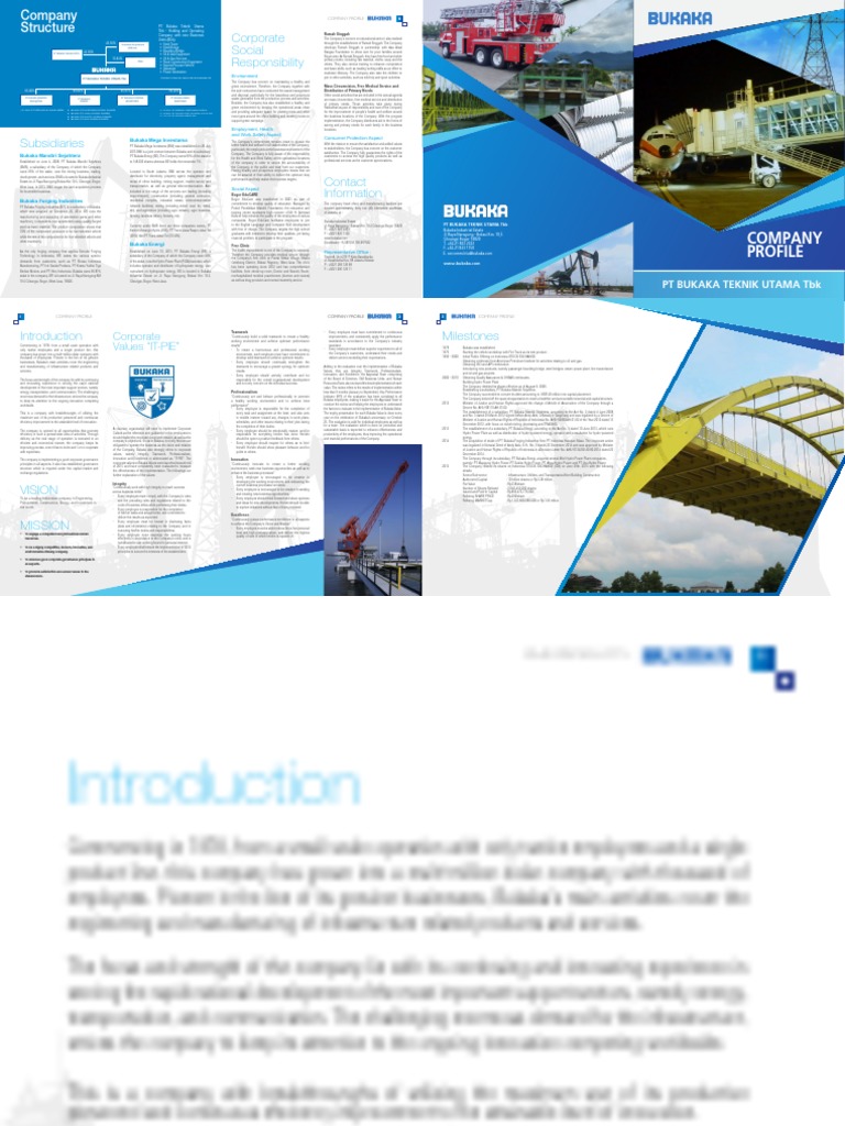 Bukaka Company Profile and CSR Initiatives | PDF | Infrastructure ...