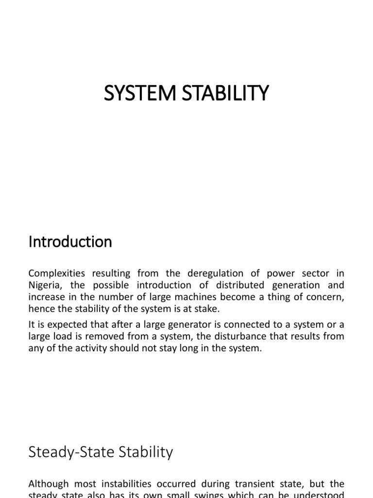 Power System Stability Analysis in Nigeria | PDF | Steady State ...