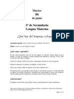 Tercero de Secundaria Lengua Materna Martes 6 de Junio