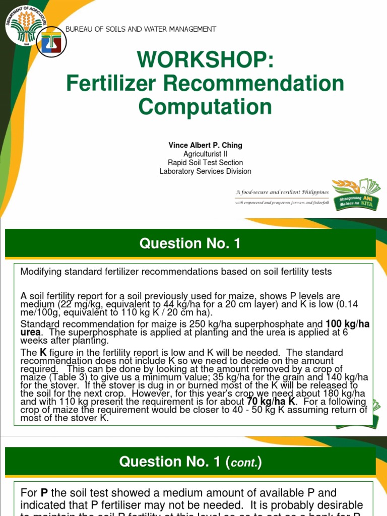 Answer For The On Fertilizer Computation PDF