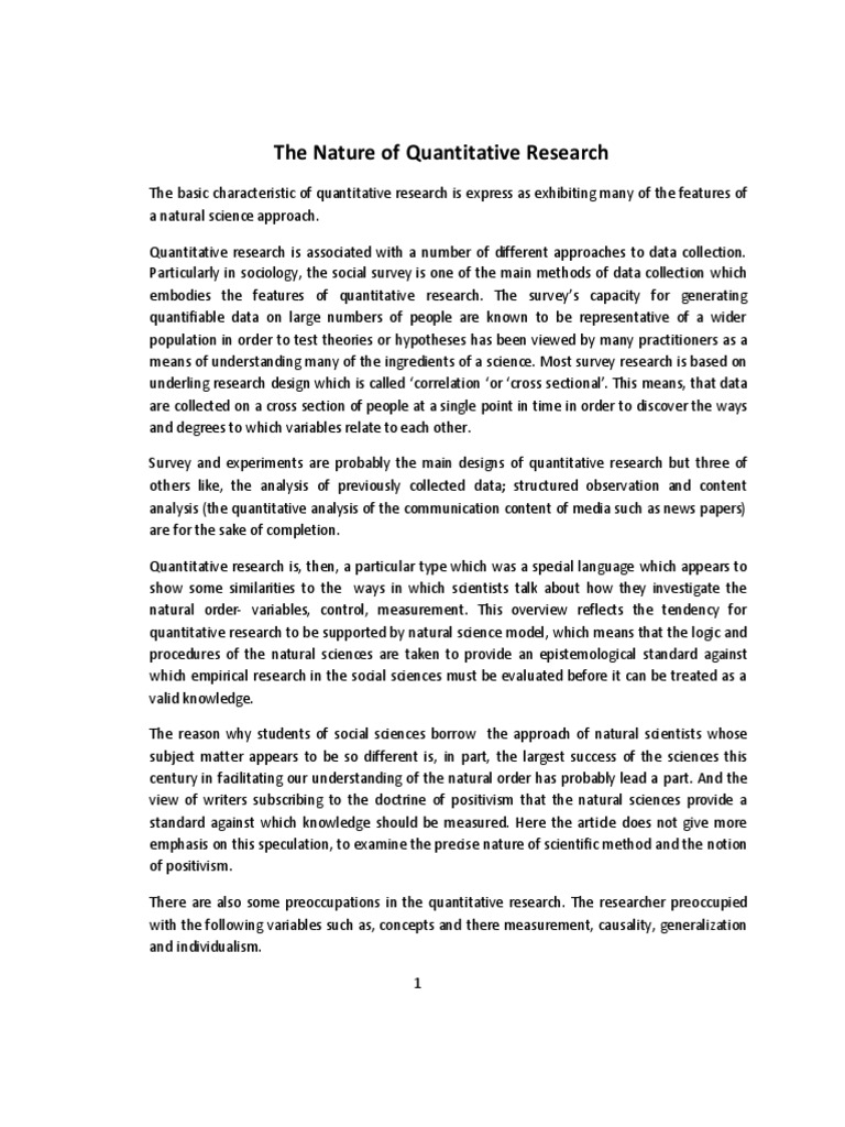 The Nature of Quantitative Research PDF Quantitative Research Science
