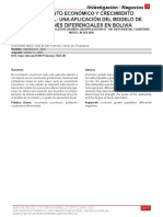 Crecimiento Económico y Crecimiento Poblacional Una Aplicación Del Modelo de Ecuaciones Diferenciales en Bolivia