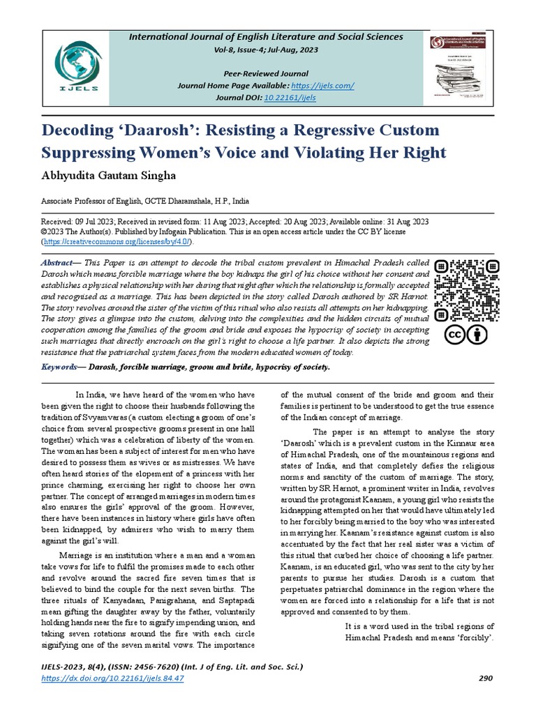 Resisting 'Daarosh': Women's Rights in India | PDF | Marriage | Social ...