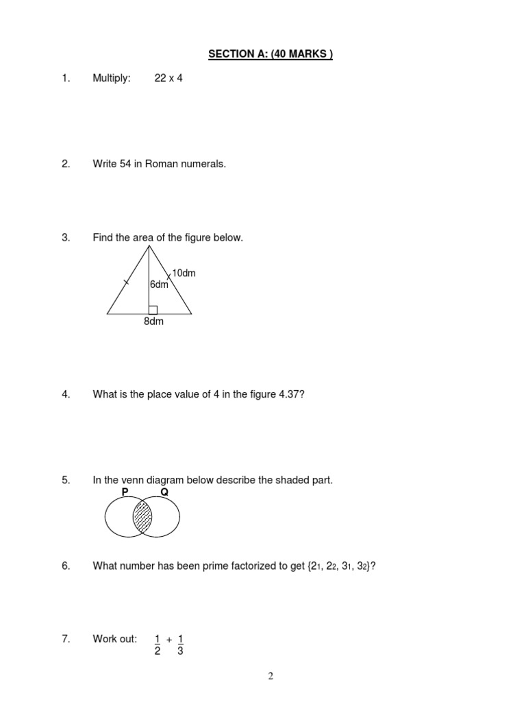 Grade 1 Mathematics Test Paper | PDF | Numbers | Mathematics