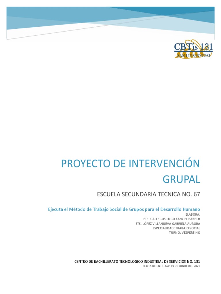 Proyecto de Intervencion Grupal - Final | Descargar gratis PDF ...
