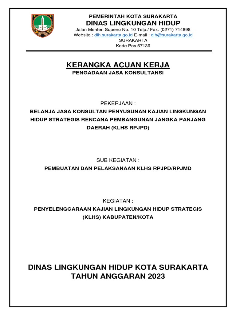 KLHS RPJPD Kota Surakarta 2023 | PDF
