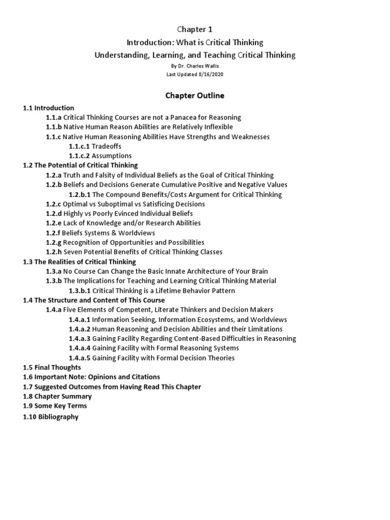 B 9 additional reading what is critical thinking pages 2 17 27