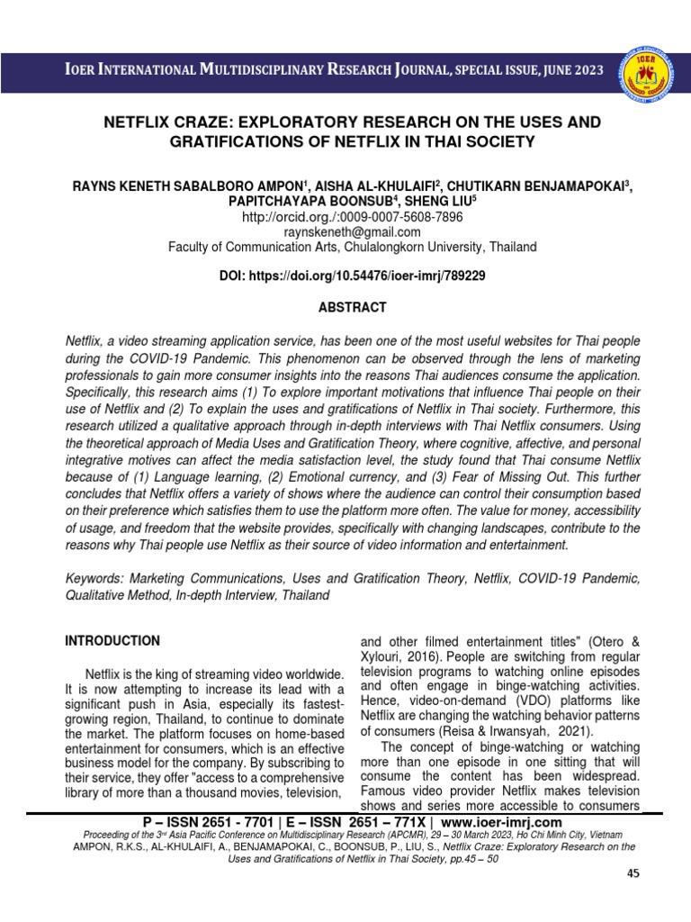 Netflix Craze Exploratory Research On The Uses And Gratifications Of