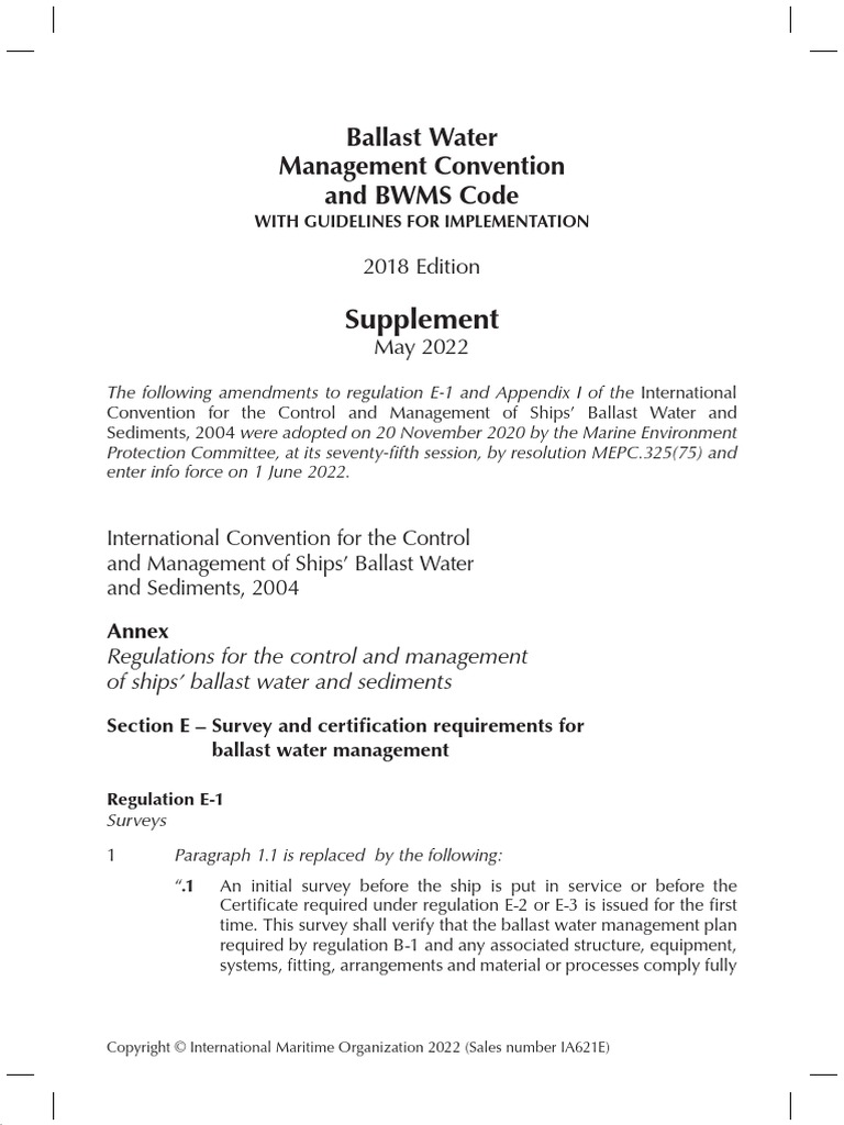 Ballast Water Management Convention Supplement PDF