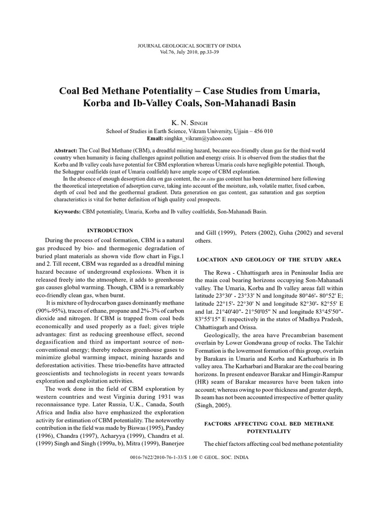 Coal Bed Methane Potential in India | PDF | Coal | Bituminous Coal